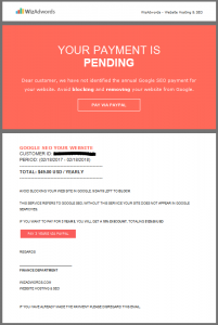 WizAdwords scam email